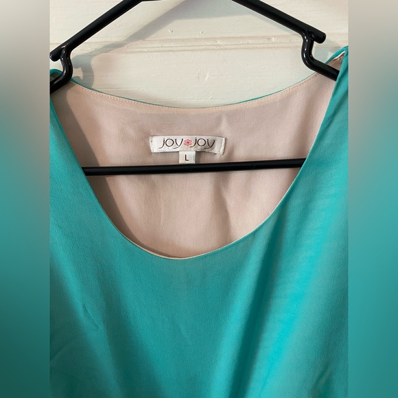 Joy Joy aqua colored dress with tan belt. Size large. - Picture 3 of 3